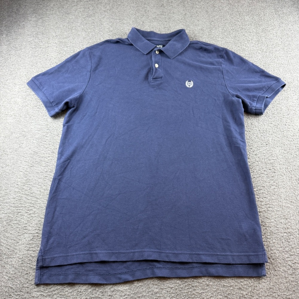 Chaps Polo Shirt Men's Large Navy Blue Short Sleeve Cotton Pique Crest Logo